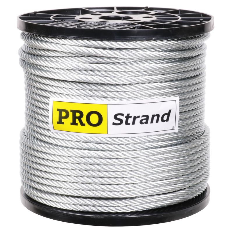 3/8 inch X 250 foot pro strand 7x19 hot dip galvanized cable reel label