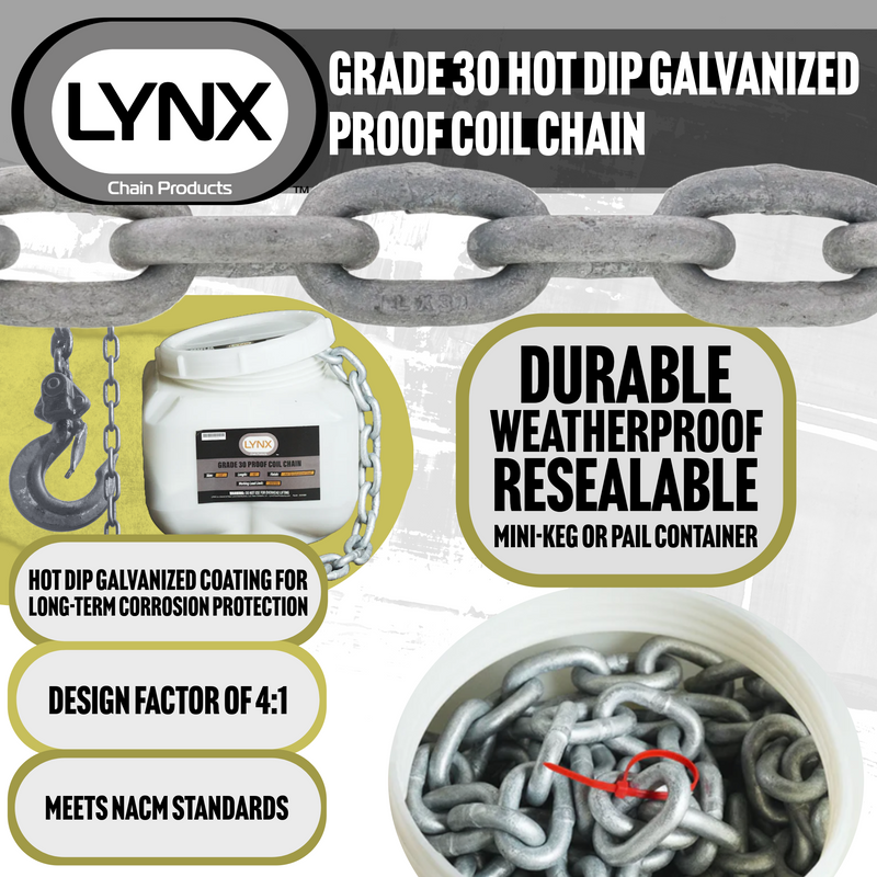 Lynx Grade 30 Hot Dip Galvanized Chain Product Features