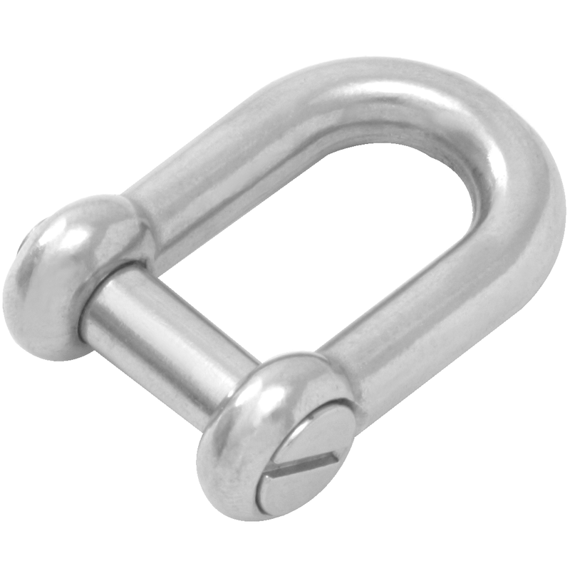 Type 304 Stainless D Shackle With Slotted Flush Pin 