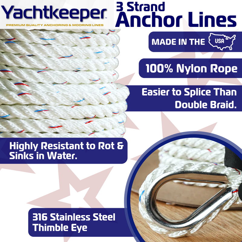 Yachtkeeper 3-Strand Anchor Line Rope Features