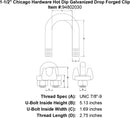 1 1 2 chicago hardware hot dip galvanized drop forged clip specification diagram
