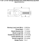 1 1 2 x 3 1 2 chicago hardware zinc plated machinery eyebolt specification diagram