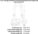 1 1 4 chicago hardware hot dip galvanized drop forged clip specification diagram