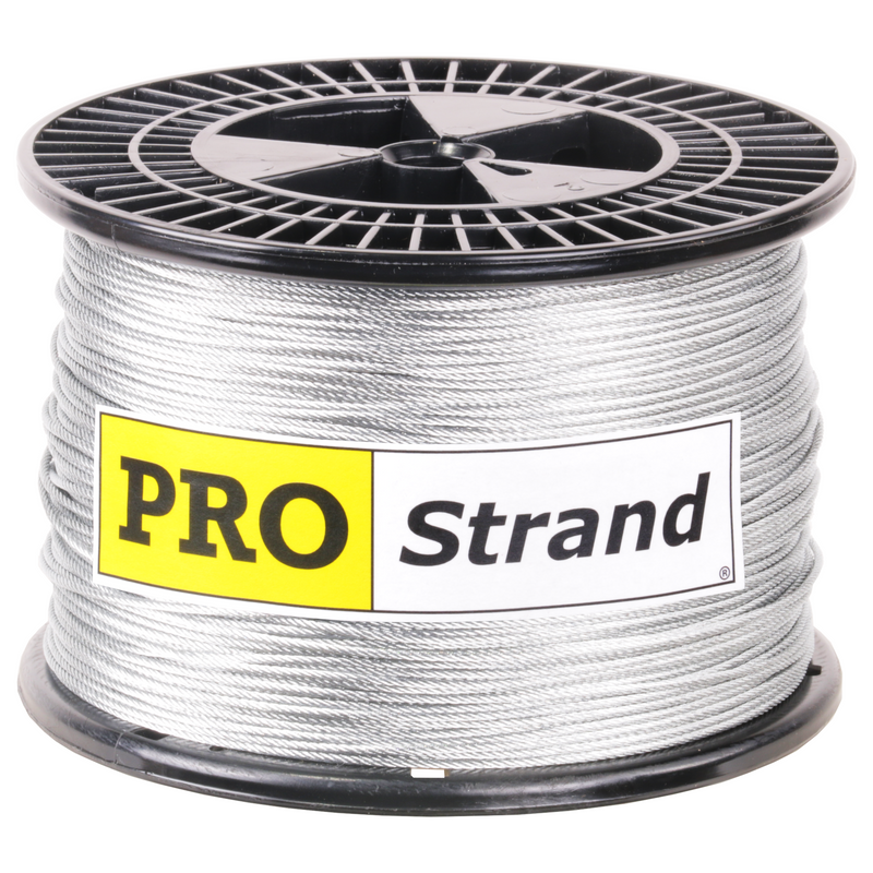 1/16 inch X 1000 foot pro strand 7x7 hot dip galvanized cable reel label
