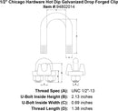 1 2 chicago hardware hot dip galvanized drop forged clip specification diagram