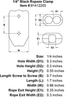 1 4 Black Rope Clamp specification diagram