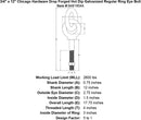 3 4 x 12 chicago hardware drop forged hot dip galvanized regular ring eyebolt specification diagram