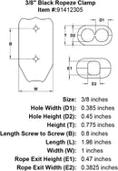 3 8 Black Rope Clamp specification diagram
