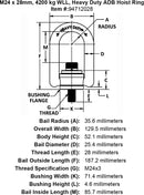 M24 x 28mm 4200 kg Heavy Duty Hoist Ring specification diagram