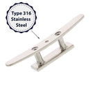 Stainless Steel Low Flat Deck Cleat type A material graphic