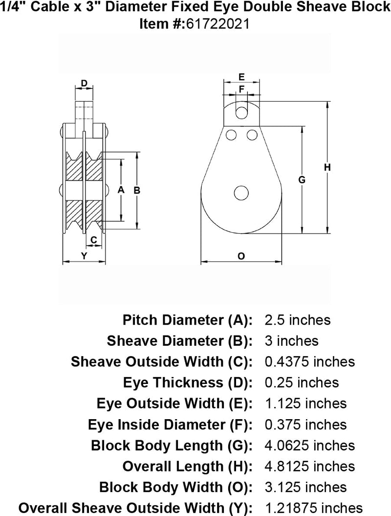 double sheave quarter inch hd fixed eye block specification diagram