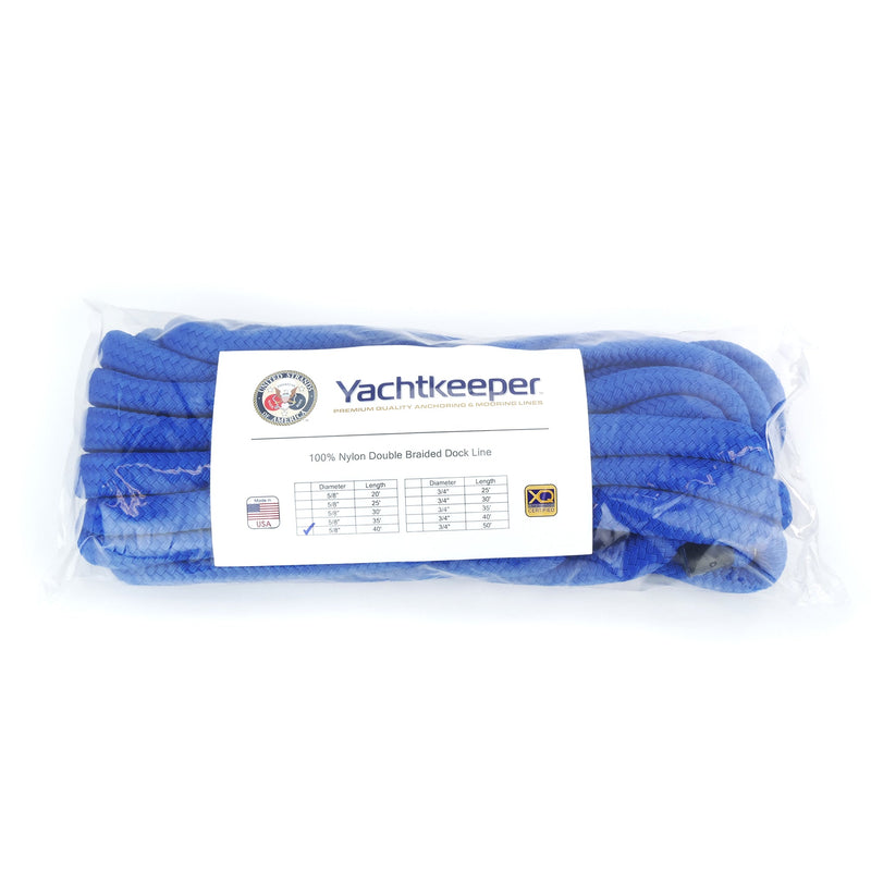 five eighths x forty ft double braid nylon dock line blue USA