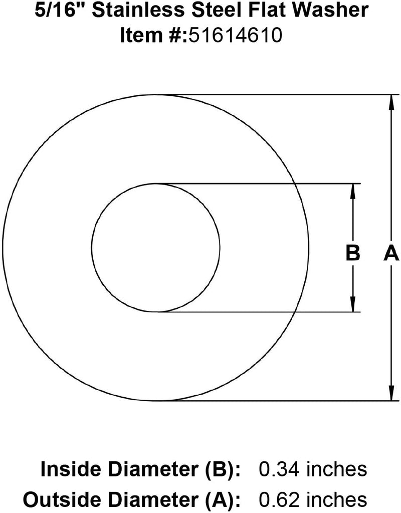five sixteenths inch stainless flat washer specification diagram