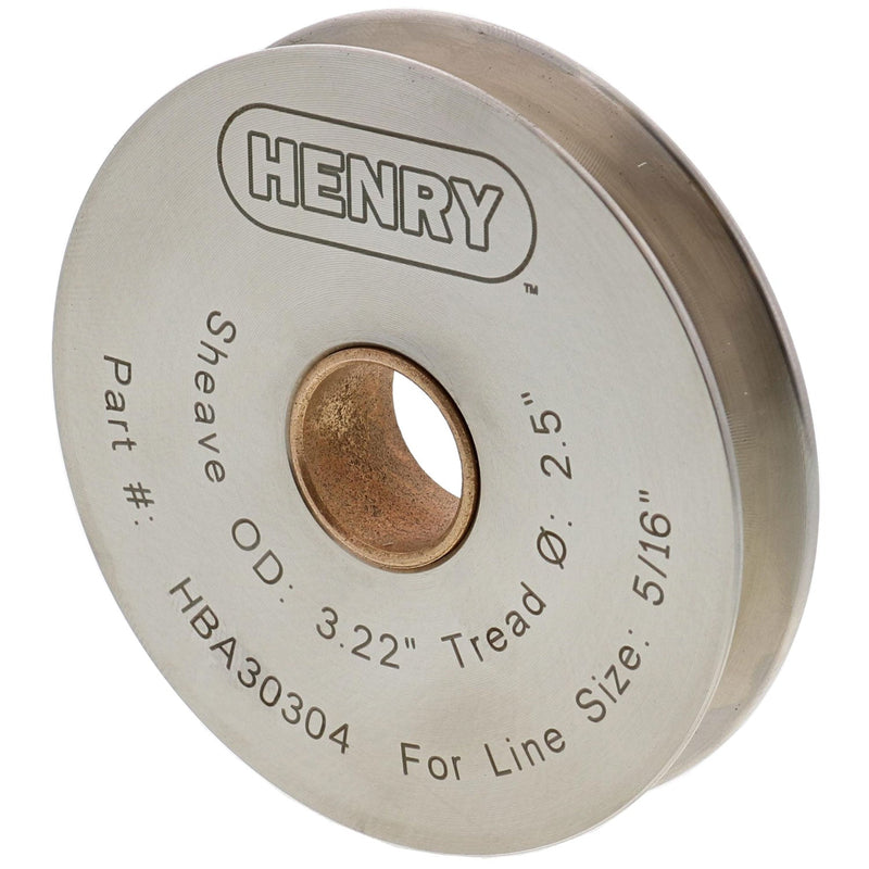 5/16" Cable x 3.25" Diameter Henry Block Stainless Steel Sheave with Self-Lubricated Bronze Bushing