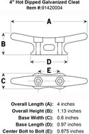 four inch galvanized cleat specification diagram
