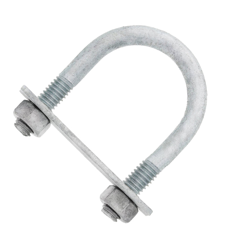 18G Chicago Hardware Hot Dip Galvanized Round Bend U-Bolt with Plate for 3/4" Pipe
