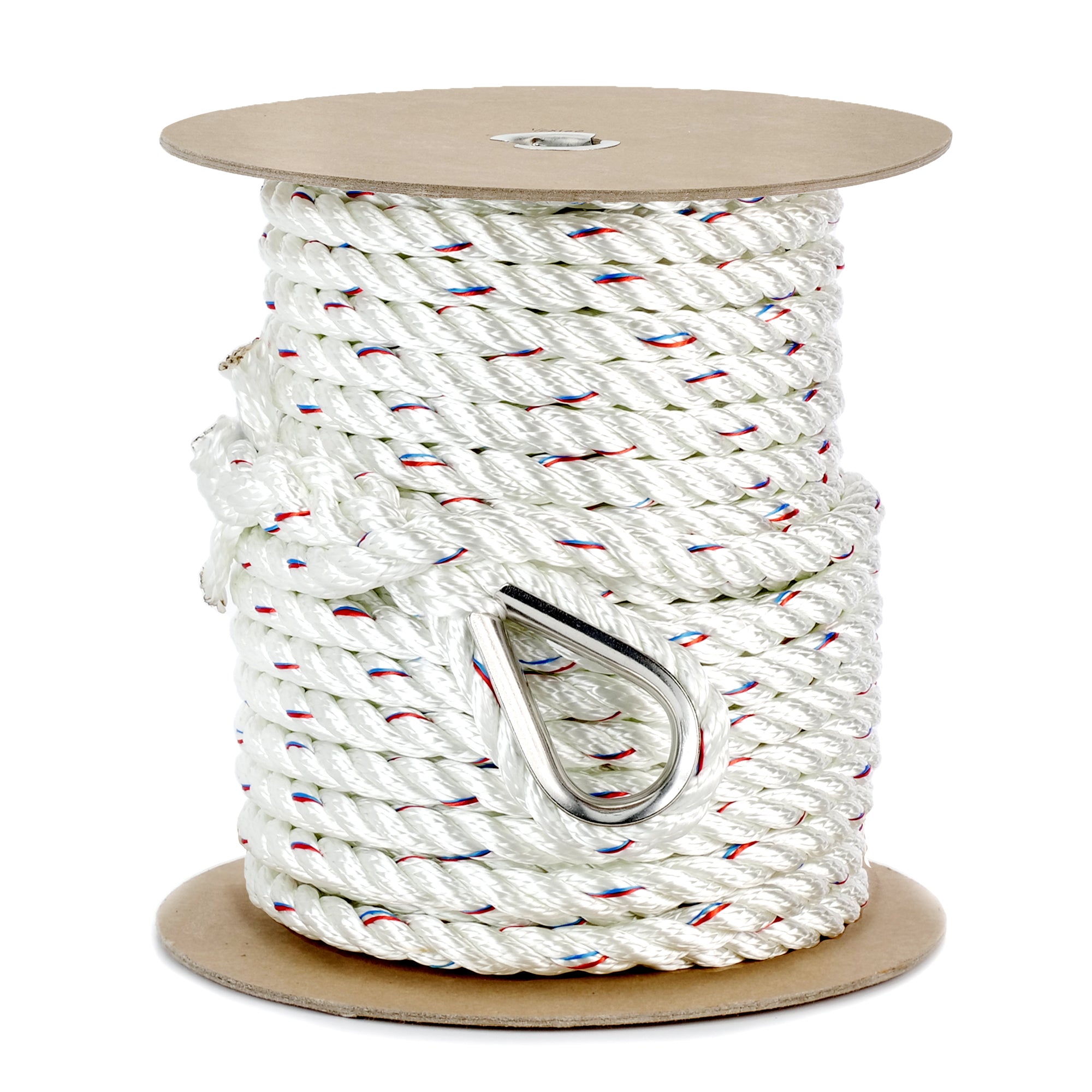 Boat Anchor Rope 200 ft x 1/2 inch Polypropylene Rope 3 Strand Twisted Anchor  Line for Sailboat Sled Line Mooring with Thimble 5850LB Breaking Strain 1/2  inch 200 ft