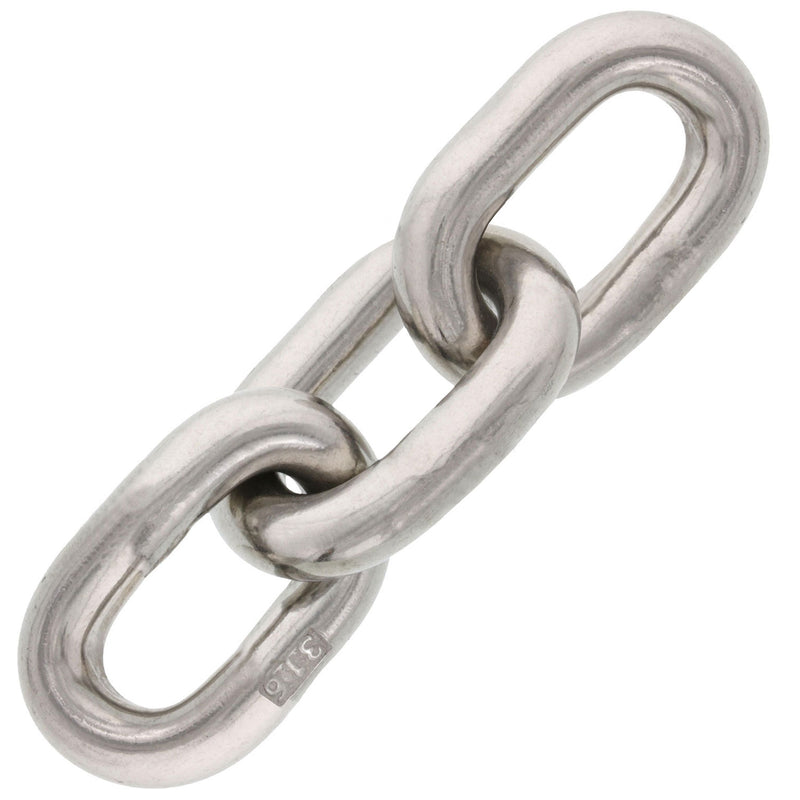 1/2" Type 316, Stainless Steel Windlass Chain (Sold Per Foot)