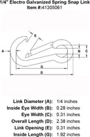 quarter inch Snap Link specification diagram