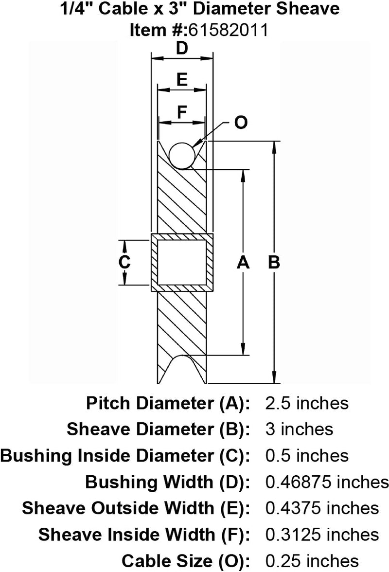 quarter inch hd sheave specification diagram