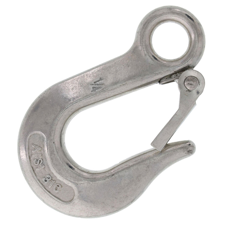 1/4" Type 316 Stainless Steel Slip Hooks with Eye