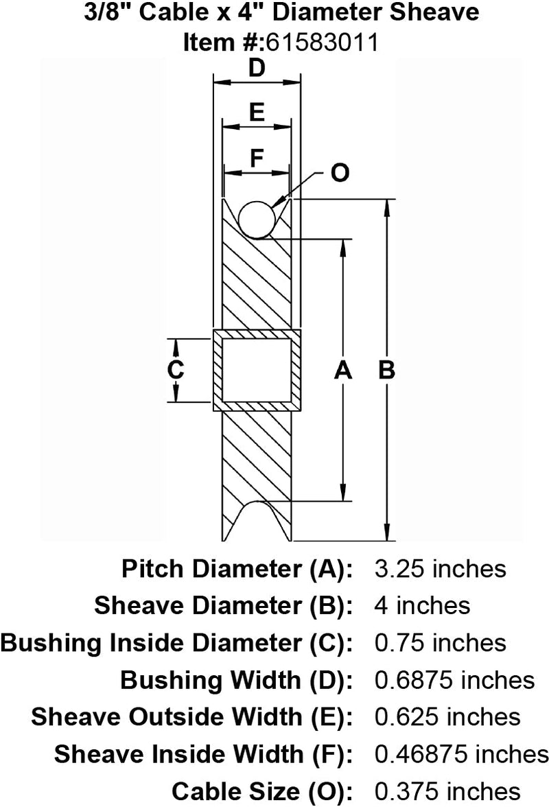 three eighths inch medium duty sheave specification diagram