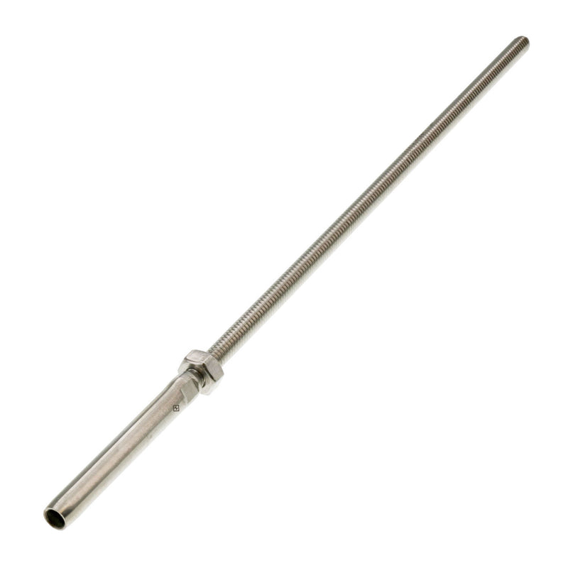 3/16" Cable x 1/4" Thread, Stainless Cable Railing Xtra Long Threaded Stud