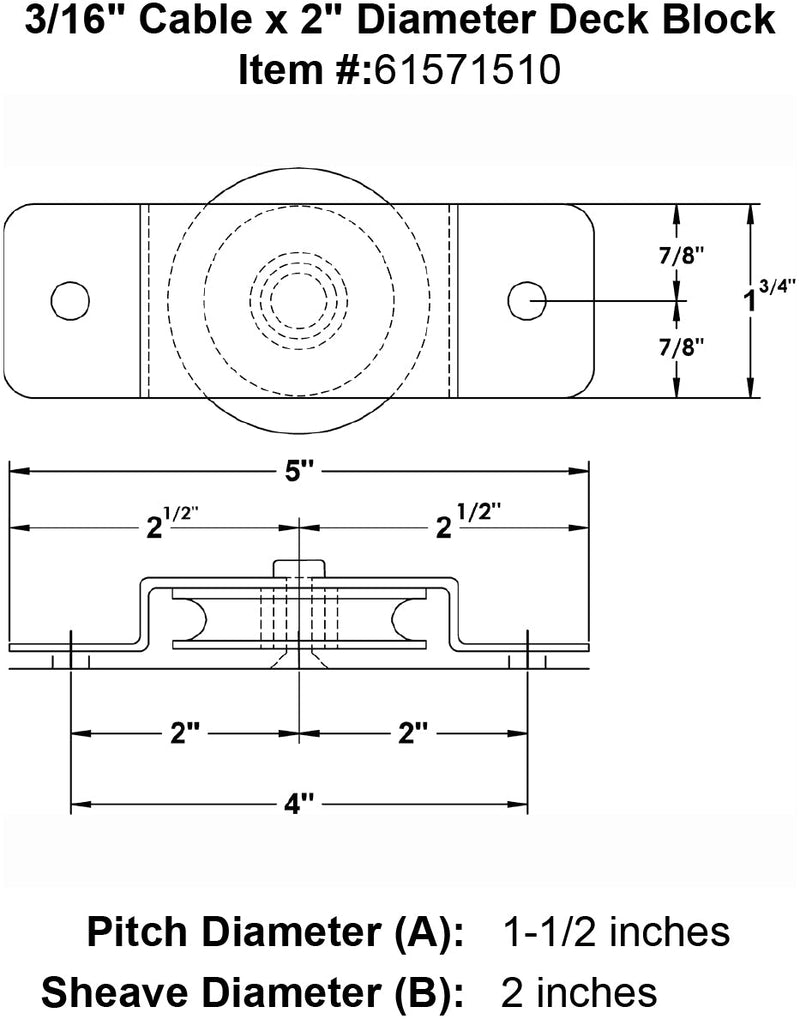 three sixteenths inch deck block specification diagram