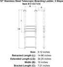 10" Stainless Steel Telescopic Boarding Ladder, 3 Steps