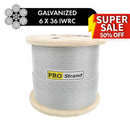 6x36 Drawn Galvanized Steel Wire Rope, 2500 ft - 5000 ft Reels