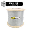 6x36 Drawn Galvanized Steel Wire Rope, 2500 ft - 5000 ft Reels