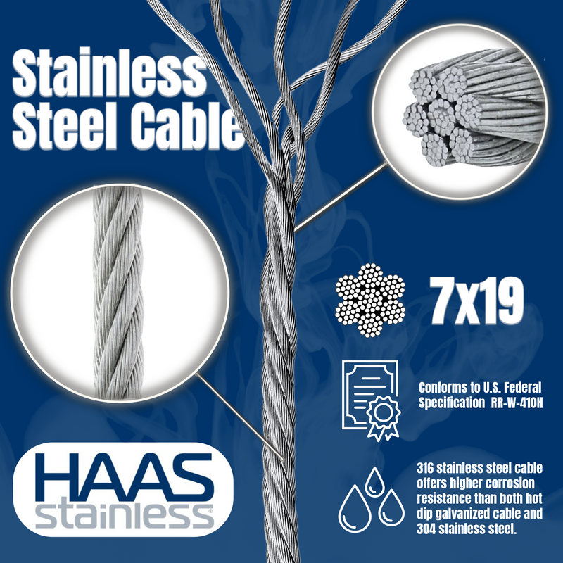 7x19 HAAS Stainless Cable Product Features