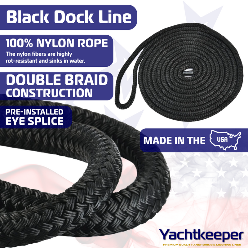 Yachtkeeper Black Dock Line Rope Product Features