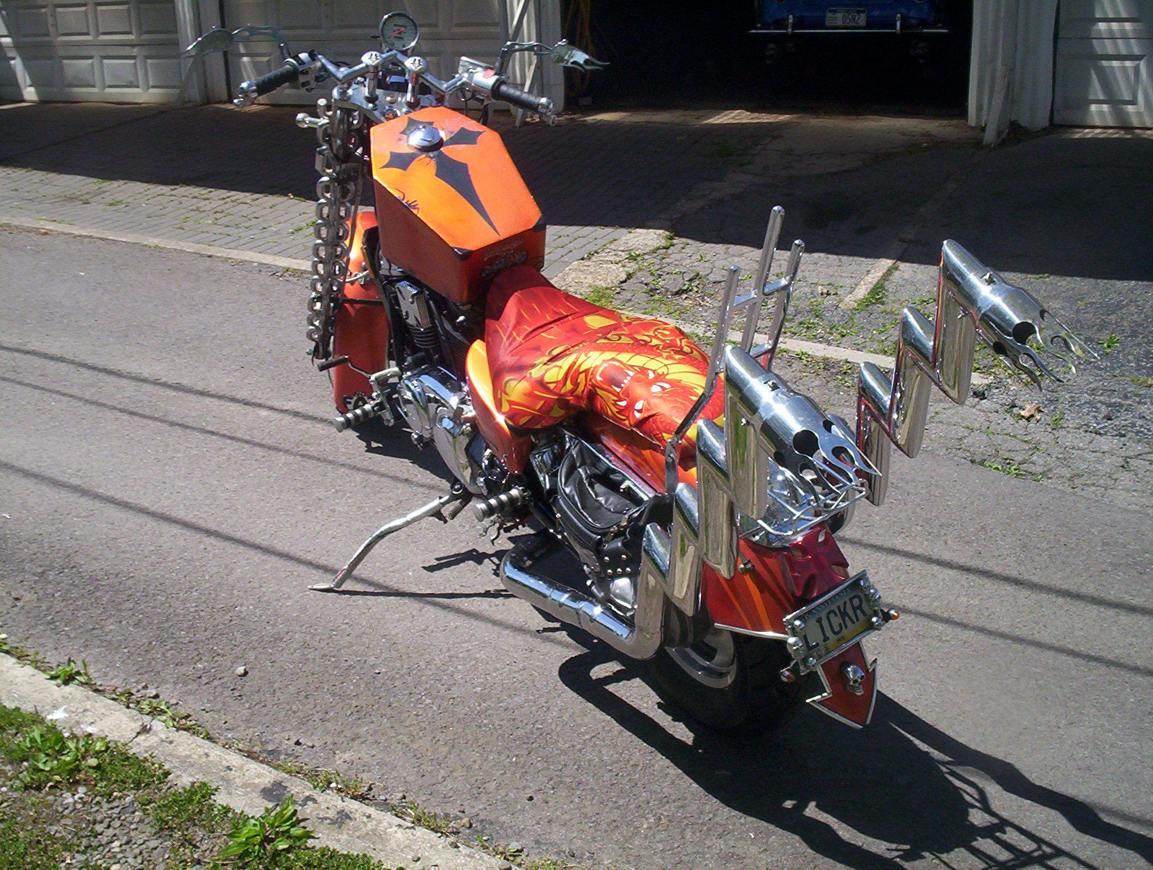 Custom-Chopper-with-Stainless-Steel-Chain-Back-Side-View July 2022