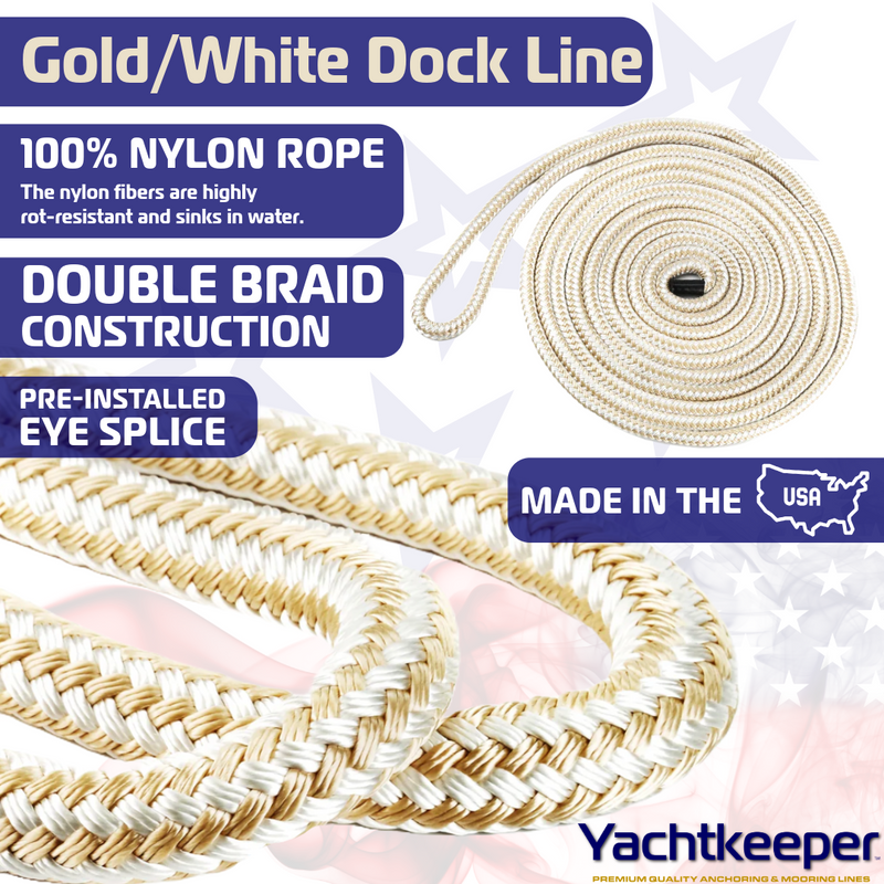Yachtkeeper Gold White Dock Line Rope Product Features