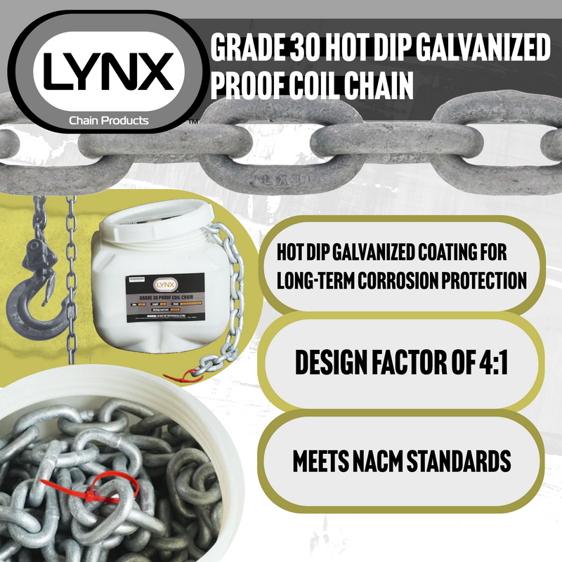 Lynx Grade 30 Hot Dip Galvanized Chain Product Features