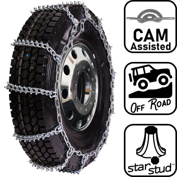 pewag 7mm, Star Stud, Ladder Pattern Tire Chains with Cams - for Light Truck - Pair - USA2221SC 7ST