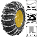 pewag 12mm, Square Link, Double Spaced Ladder Pattern Tire Chains without Cams - for Heavy Equipment - Pair - USA2615S 12mm DS