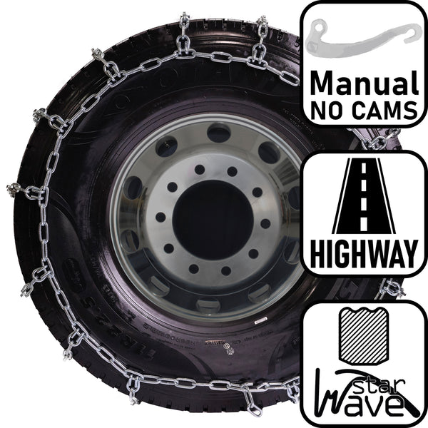 pewag 7mm, starWave, Ladder Pattern Tire Chains without Cams - for Heavy Truck - Pair - USA2249S