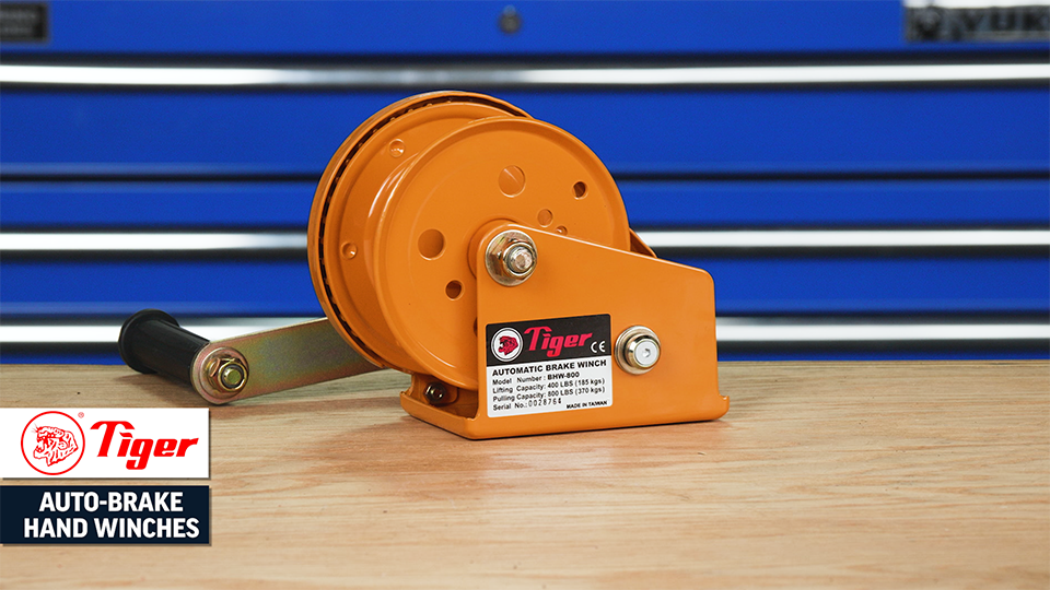 1,800 lbs Capacity Tiger Lifting BHW Hand Drum Winch, Automatic Brake