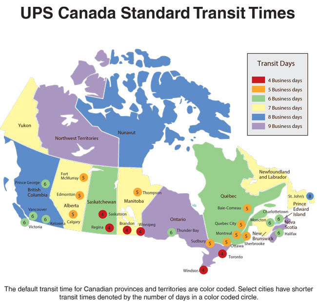 UPS-Canada-Standard-Transit-Time-Map E-Rigging UPS Canada Transit Time Map