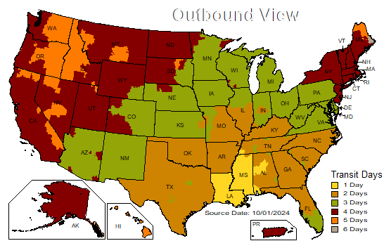 E-Rigging-UPS-Transit-Time-Map E-Rigging UPS Transit Time Map