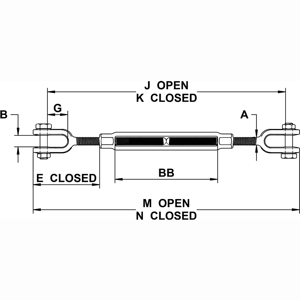 three-eighths-inch-X-6-inch-Jaw-Jaw-Turnbuckle-specification-diagram