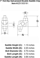 1 Inch Hot Dip Galvanized Double Saddle Clip Specification Diagram