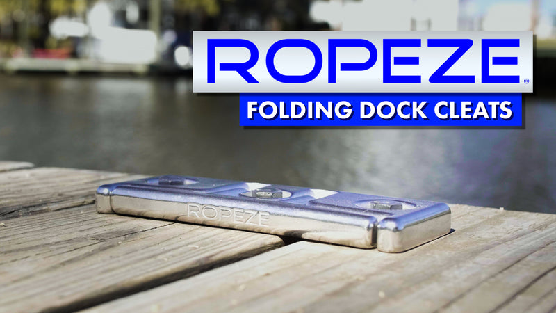Ropeze 316 Stainless Steel Flip Up Folding Cleat installed on Wooden Dock.