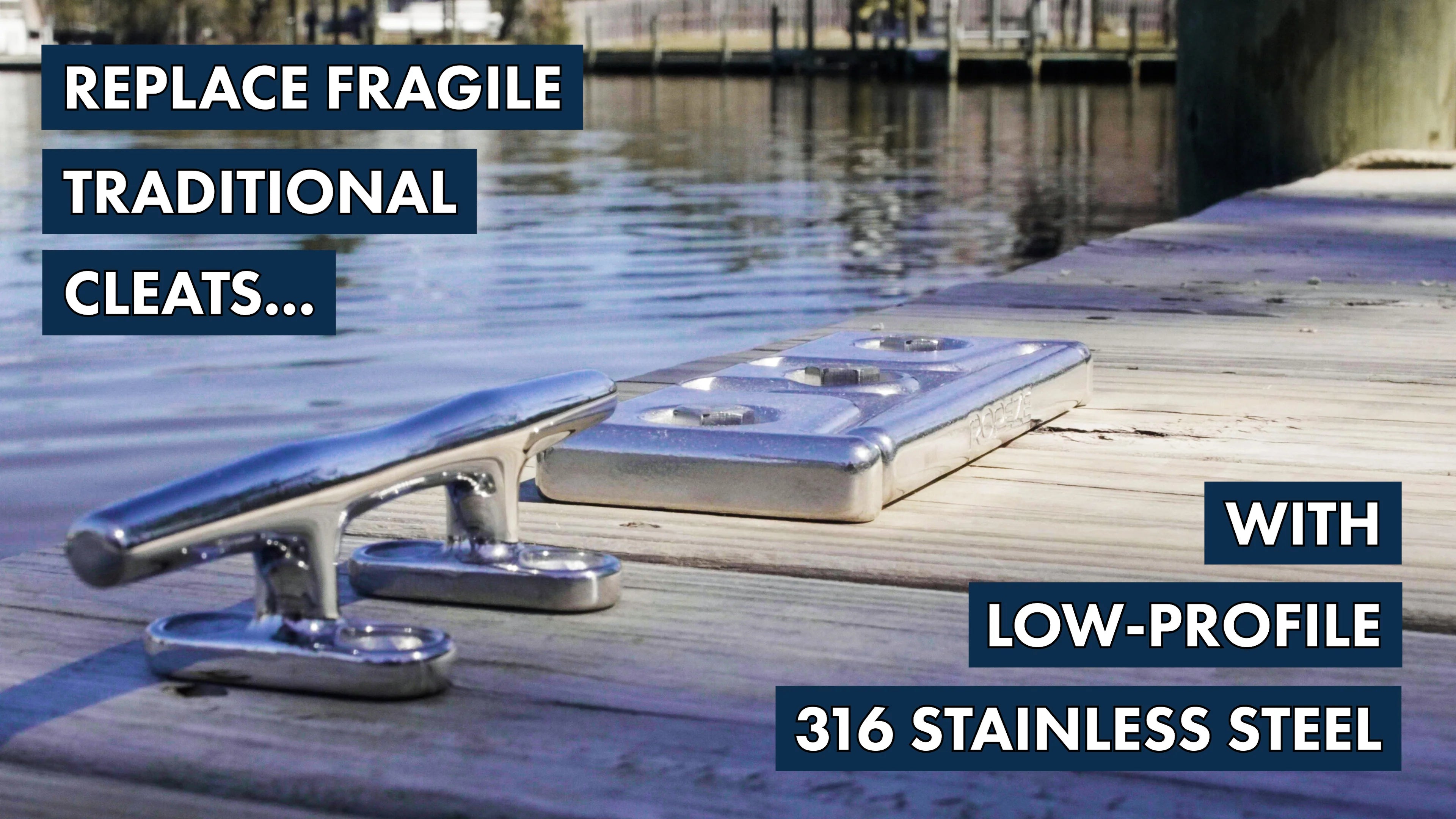 Ropeze 316 Stainless Steel Flip Up Folding Cleat is Low Profile Compared to Standard Cleat Ropeze 316 Stainless Steel Flip Up Folding Cleat is Low Profile Compared to Standard Cleat