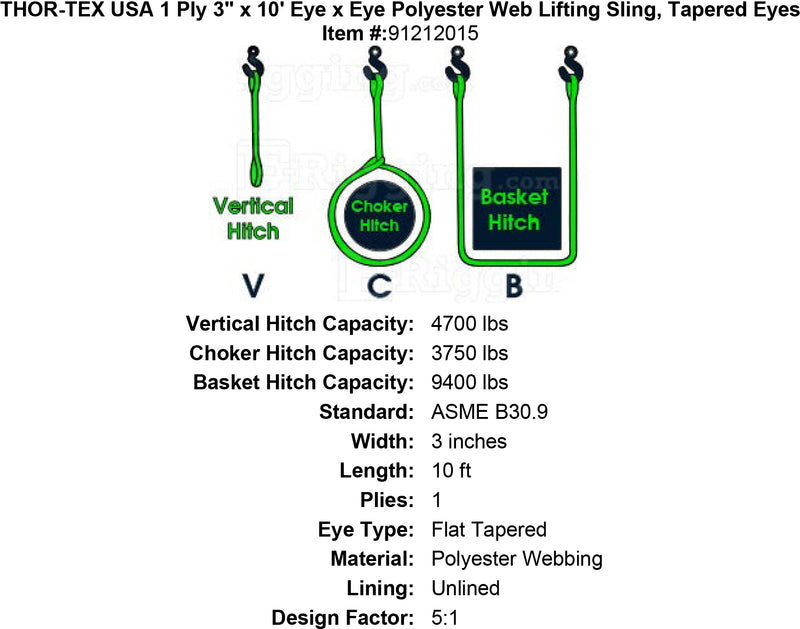 THOR-TEX USA 1 ply 3 10 eye eye sling tapered eyes specification diagram_f9614a30 07db 4010 84ce 112449b41c49
