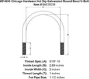 014hg chicago hardware hot dip galvanized round bend u bolt specification diagram
