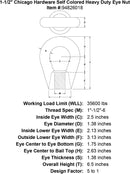1 1 2 chicago hardware self colored heavy duty eye nut specification diagram