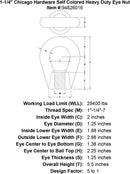 1 1 4 chicago hardware self colored heavy duty eye nut specification diagram